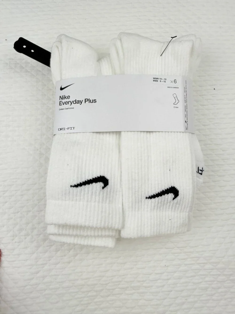Nike Everyday Plus  Adult Mens Large  (8-12) Unisex Cushioned 6 Pack Crew Socks